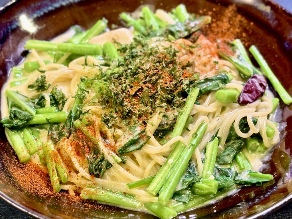 ケルボナーラ ケールカルボナーラ バーニャカウダ 全卵 一味 アーサ