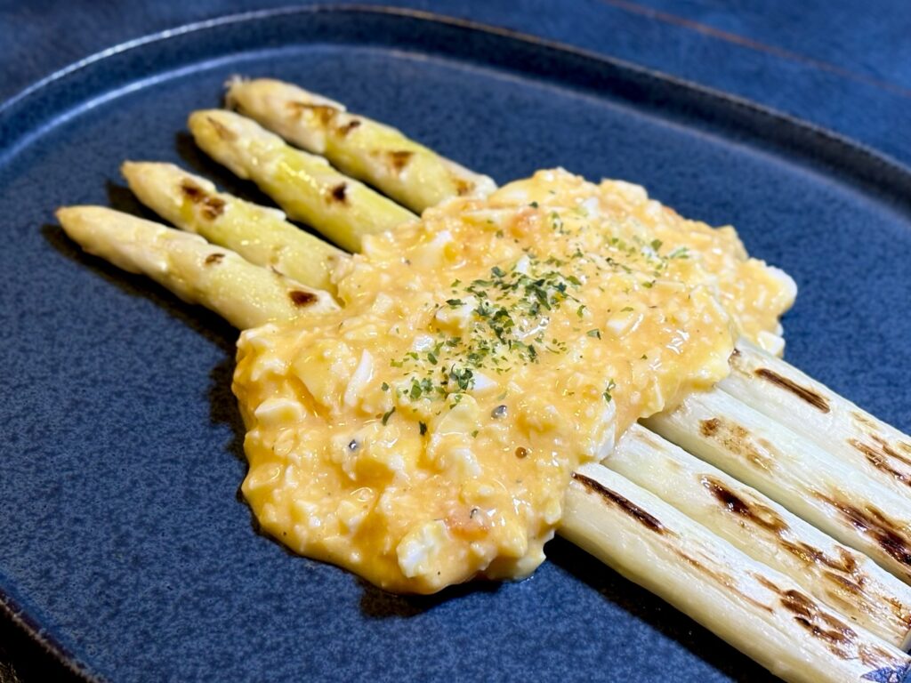 ホワイトアスパラ 焼き方 フライパン バッサーノ風 完成