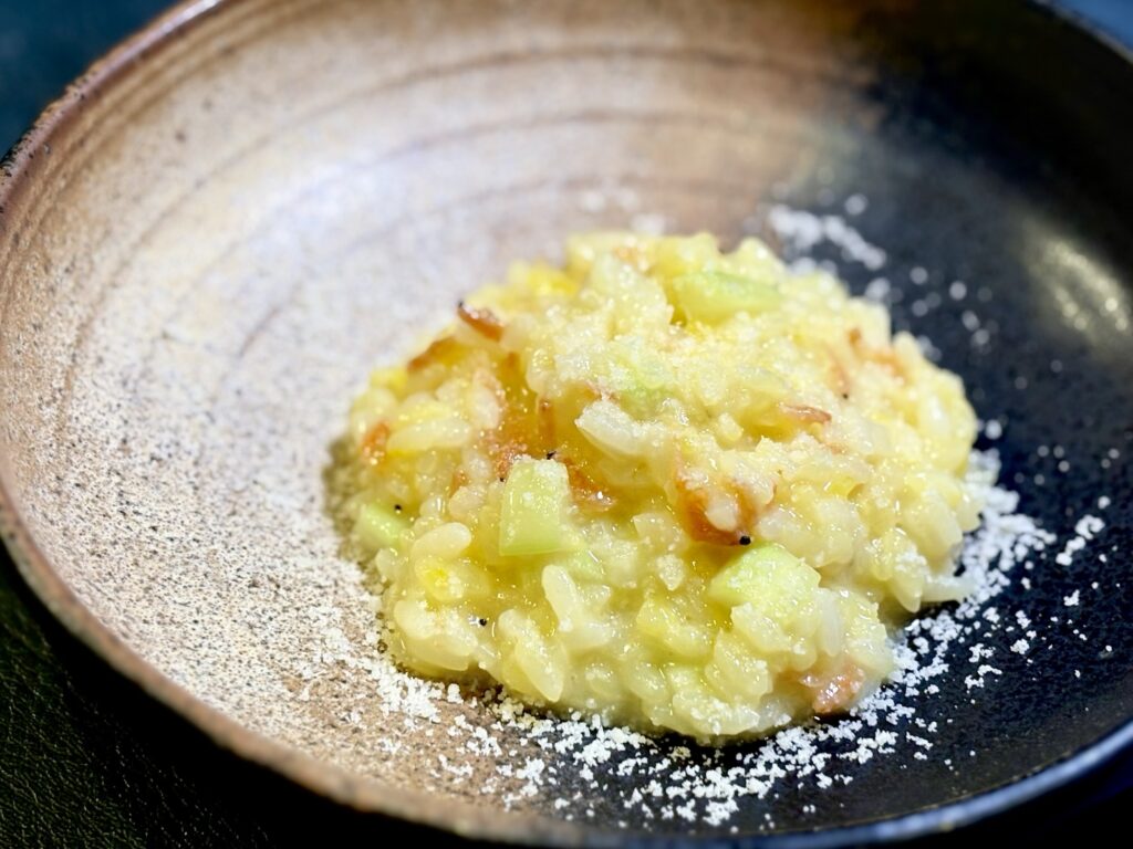 アスパラの皮と下茎で作ったアスパラリゾット