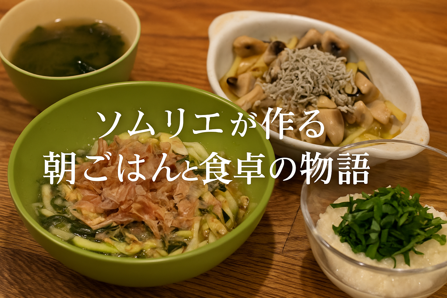「ソムリエが作る和洋折衷の朝ごはん｜青茄子・大和芋・がごめ昆布のレシピとワイン提案」