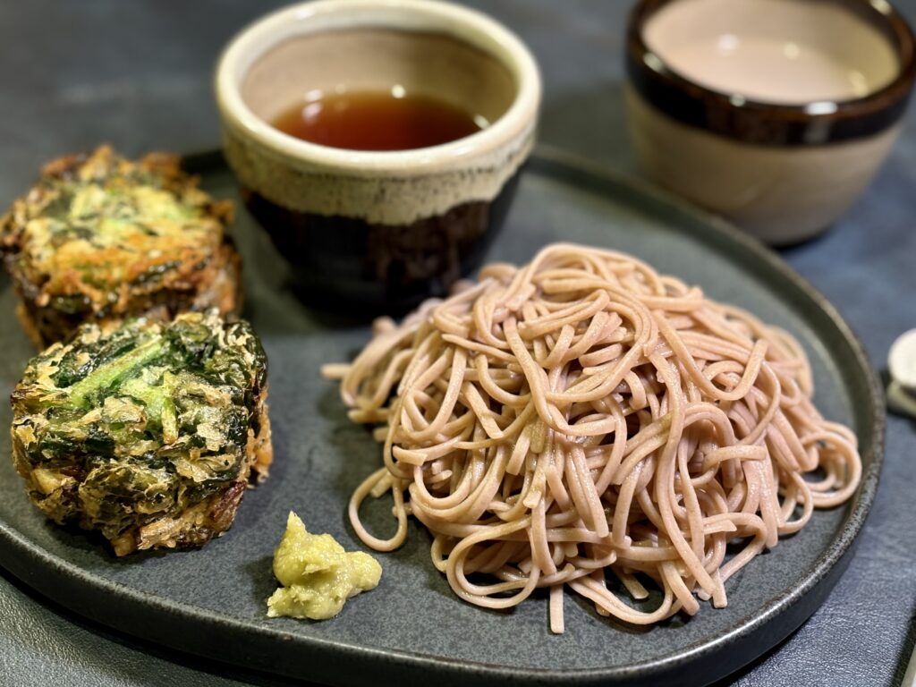 ケールかき揚げ蕎麦 十割蕎麦 蕎麦湯 山本かじの 元祖十割そば