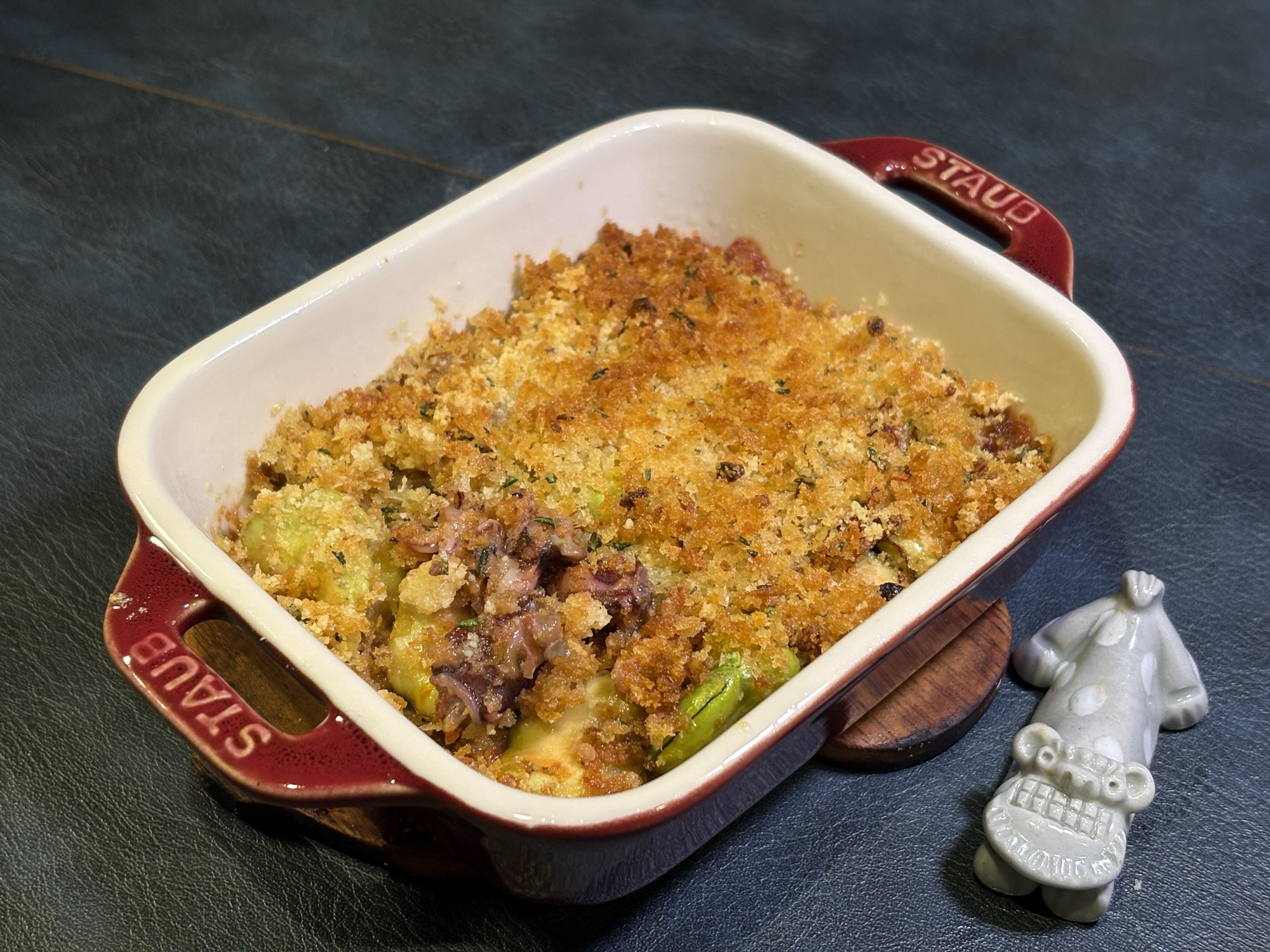 ホタルイカとそら豆の香草パン粉焼き完成