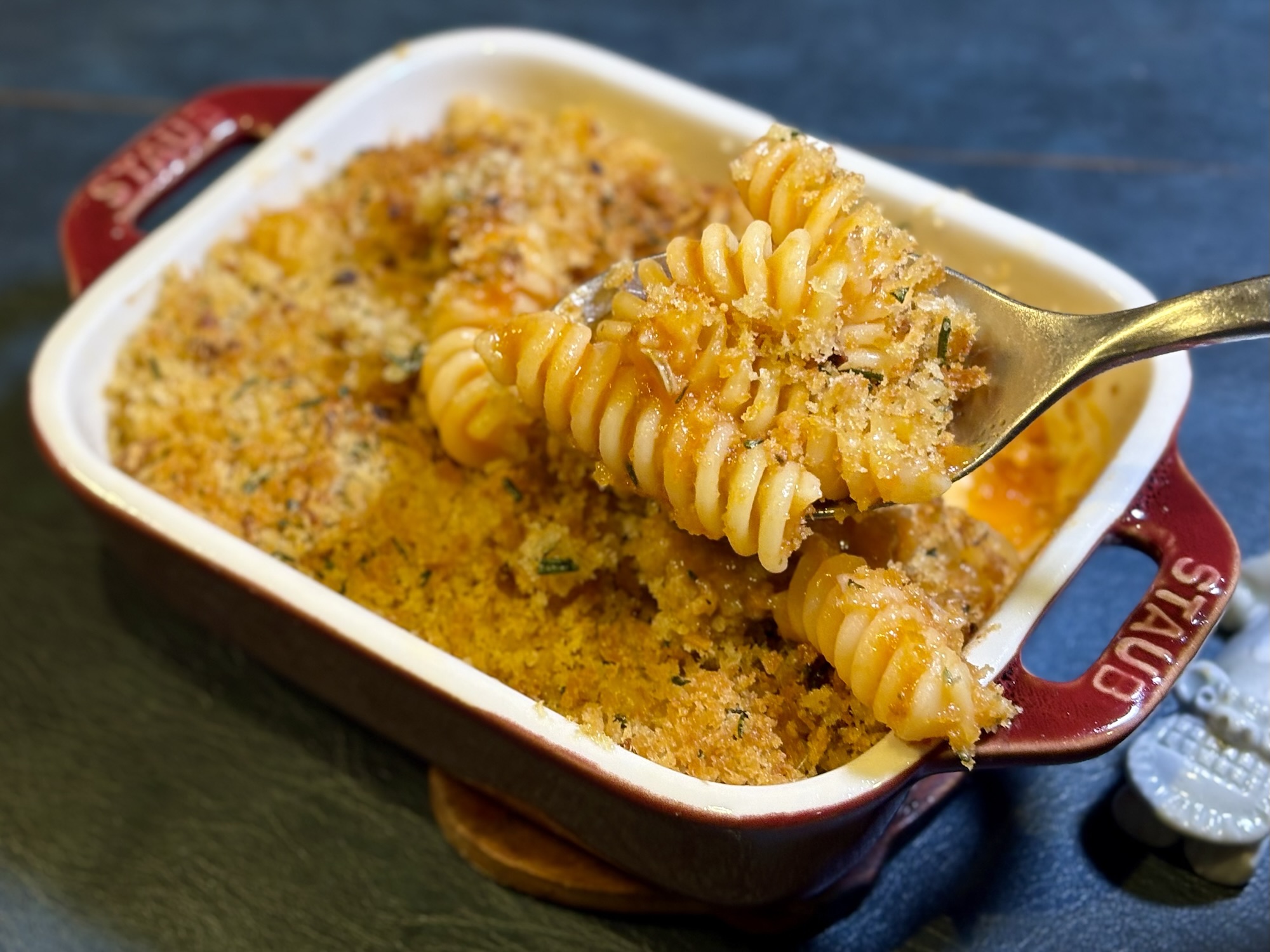 香草パン粉焼きをスプーンですくった断面