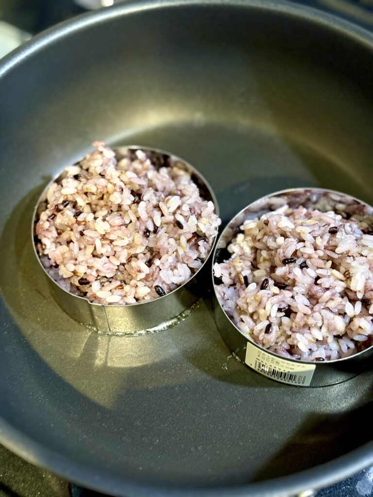雑穀ごはん セルクル 成形 焼きおにぎり 下準備