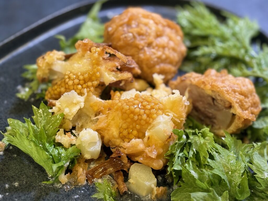 ホワイトアスパラのかき揚げ カリカリ衣 マスターネ添え 春野菜フリット