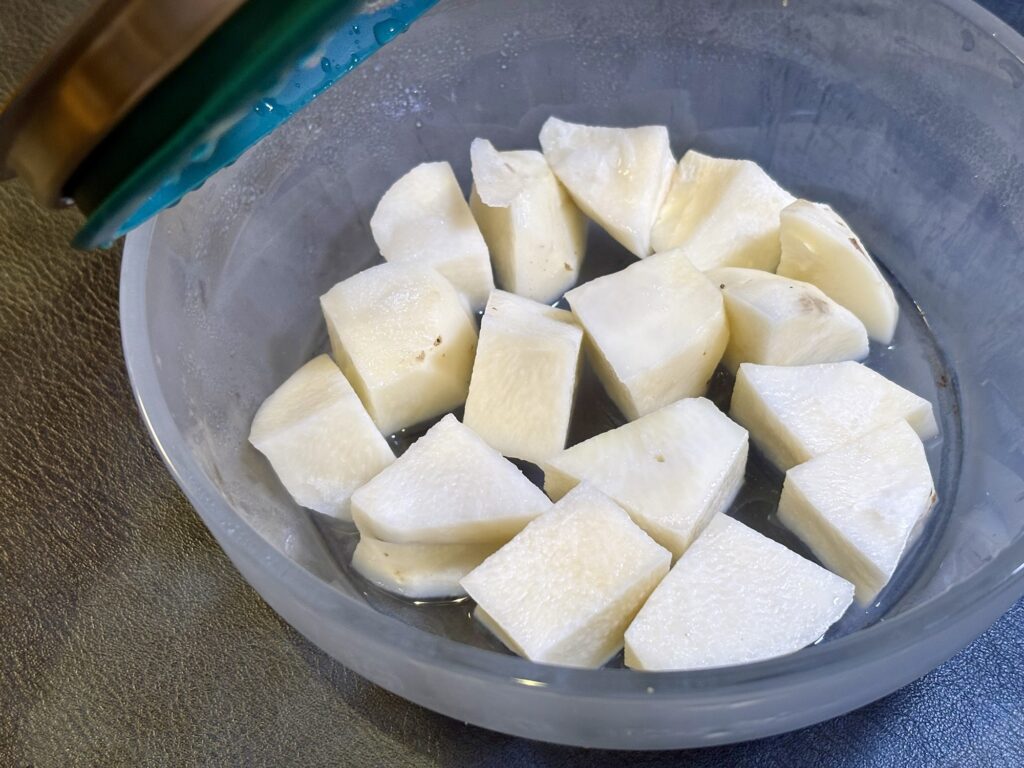 電子レンジ加熱後の長芋 Anydayで火を通した長芋の状態